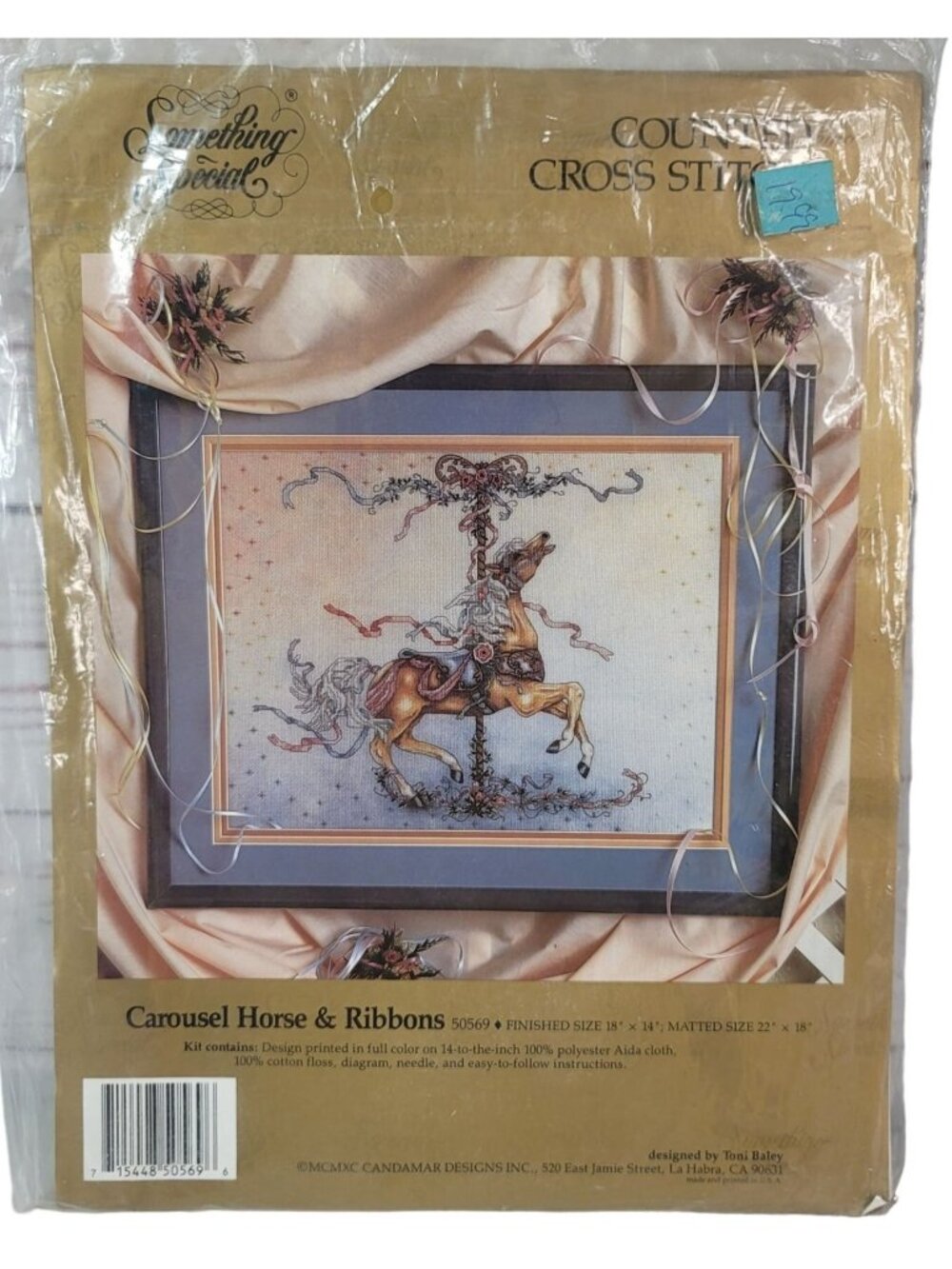 Candamar Carousel Cross Stitch Kit Horse Ribbon Something Special #50569 VTG NEW